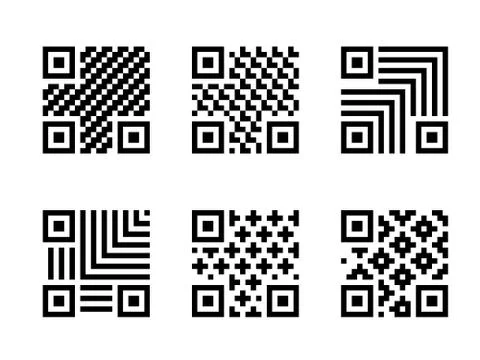 Set of QR Code with pattern, isolated on white Illustrazione stock