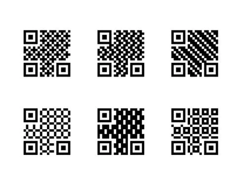 Set of QR Code with pattern, isolated on white Stock Illustration