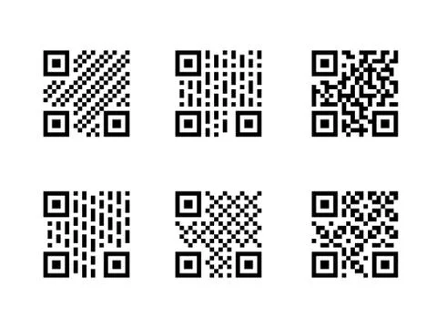 Set of QR Code with pattern, isolated on white Stock Illustration