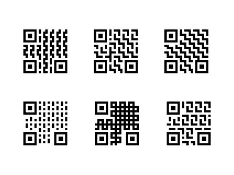 Set of QR Code with pattern, isolated on white Illustrazione stock