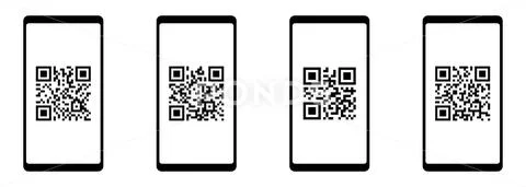 Set of QR code scan in smartphone Ilustração Stock