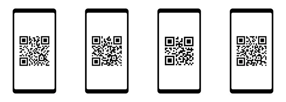 Set of QR code scan in smartphone Stock Illustration