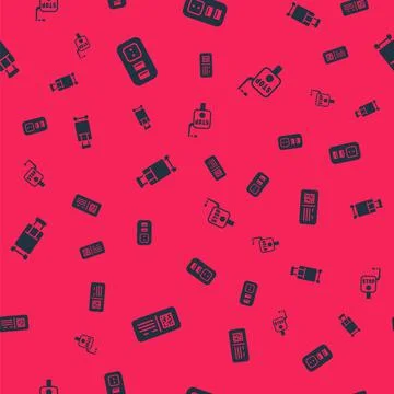 Set QR code ticket train, Electrical outlet, Suitcase and Emergency brake on 库存插图