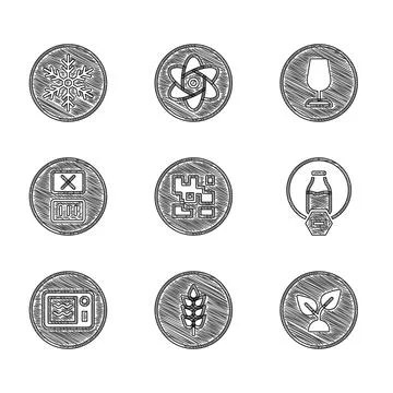Set QR code, Wheat, Plant based, Lactose free, Microwave oven, Temperature wash イラスト素材