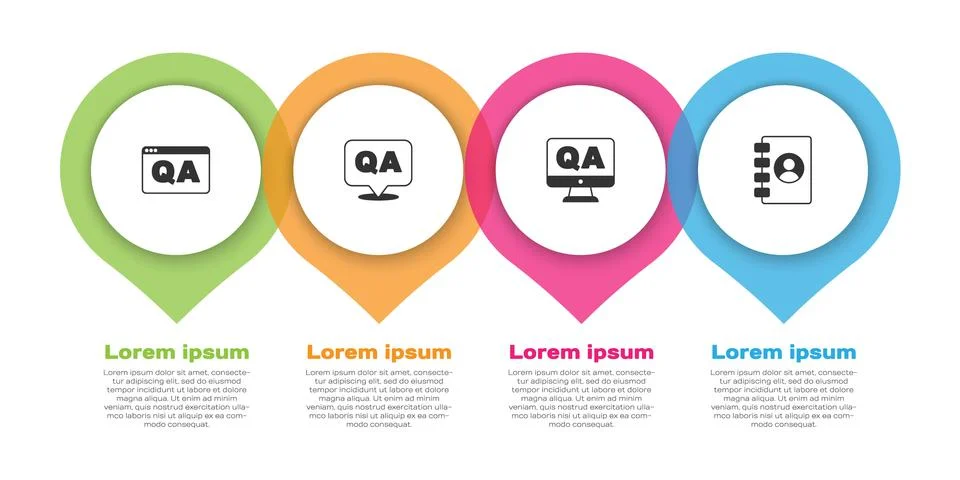 Set Question and Answer, , and Address book. Business infographic template Stock Illustration