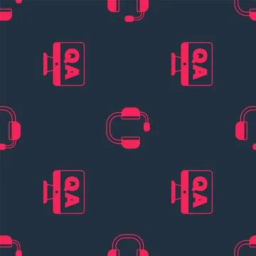 Set Question and Answer and Headphones on seamless pattern. Vector Stock Illustration