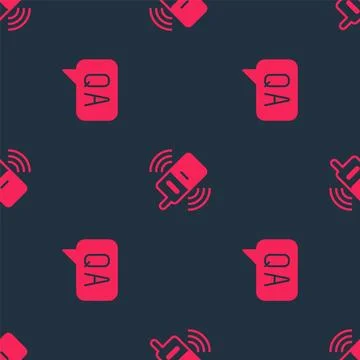 Set Question and Answer and Mobile phone on seamless pattern. Vector Illustrazione stock