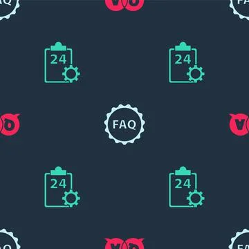 Set Question and Answer, Label with text FAQ and Checklist 24 hours service on Stock Illustration