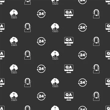 Set Question and Answer, Man with headset, Head question mark and Telephone 24 Stock Illustration