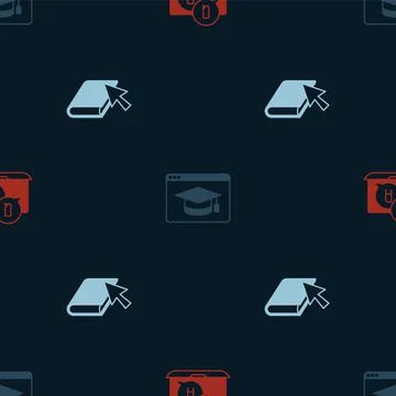 Set Question and Answer, Online education and book on seamless pattern. Vector イラスト素材
