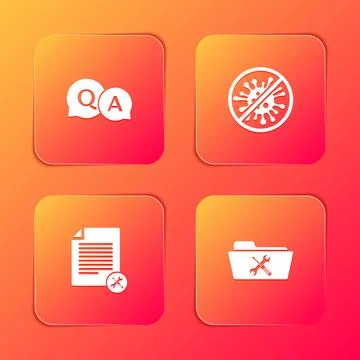 Set Question and Answer, Stop virus, bacteria, File document service and Fold 스톡 일러스트