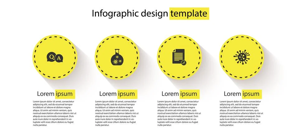 Set Question and Answer, Test tube with virus, File document service and Illustrazione stock