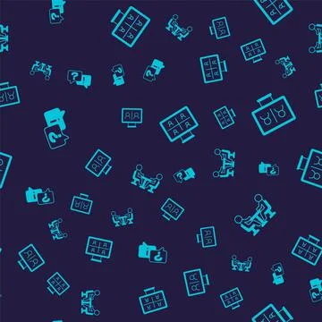 Set Question and Answer, Video chat conference, and Meeting on seamless pattern Illustrazione stock