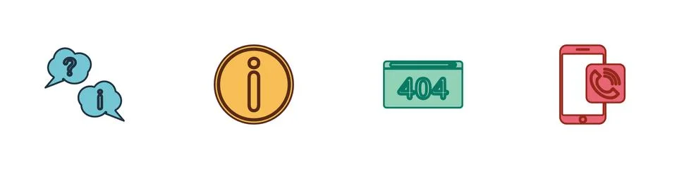 Set Question and Exclamation, Information, Page with 404 error and Mobile phone Stock Illustration