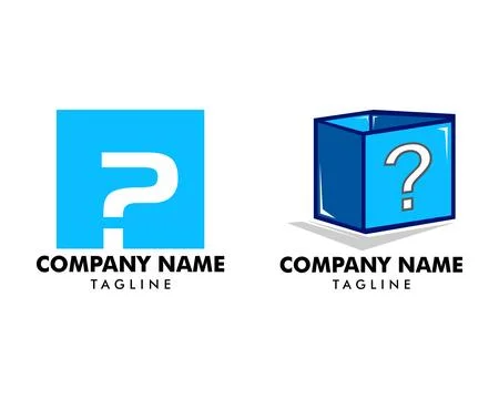 Set of Question Box Logo Template Design Stock Illustration