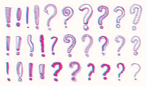 Set of question exclamation mark. Doodle style. Collection of icons and signs Stock Illustration