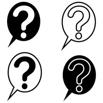 Set question mark bubble icon vector, symbol sign ask, faq Stock Illustration