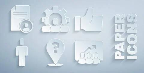 Set Question mark, Hand like, Head hunting, Project team base,  and Resume .. Stock Illustration