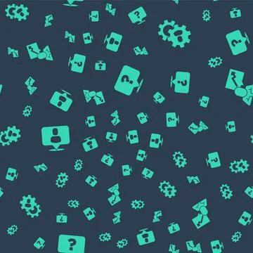 Set Question mark, Head hunting, and Team leader on seamless pattern. Vector Stock Illustration