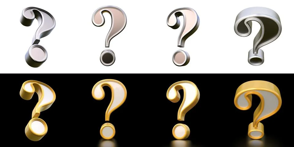 Set question mark. Isolated on background. 3d rendering Illustrazione stock