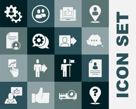 Set Question mark Resume Speech bubble chat Hand like Head hunting and Team l Stock Illustration