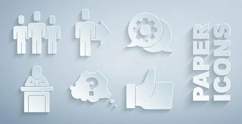 Set Question mark, Speech bubble chat, Speaker, Hand like, Team leader and .. Stock Illustration