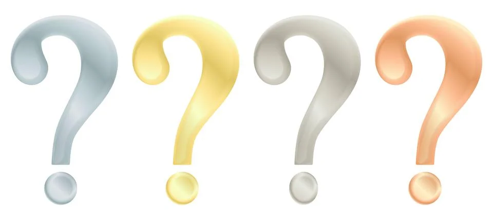 Set question marks from gold, silver and platinum vector illustration in flat Stock Illustration