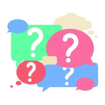 Set of Question Marks with speech bubbles isolated on white. Dialogue concept Illustrazione stock