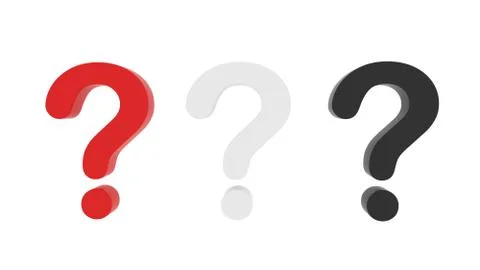 Set of question marks on white background, clipping path inside . 3d illustra Stockillustratie