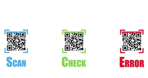 A set of quick response codes with scanning, verification and error Stock Footage 146694369