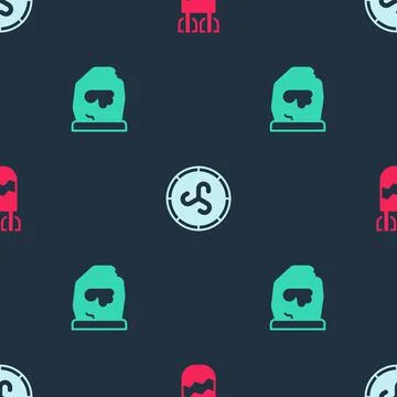 Set Quiver with arrows, Shield viking and Magic rune on seamless pattern. Vector イラスト素材