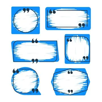 Set of quote frames with quotation marks showing various shapes and scribble Stock-Illustration