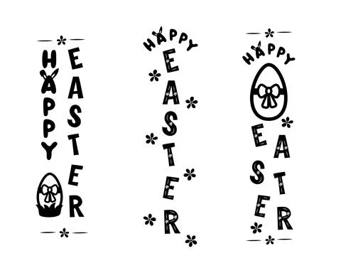 Set of quote Happy Easter, egg. Vertical sign. Template for sale banner, post イラスト素材