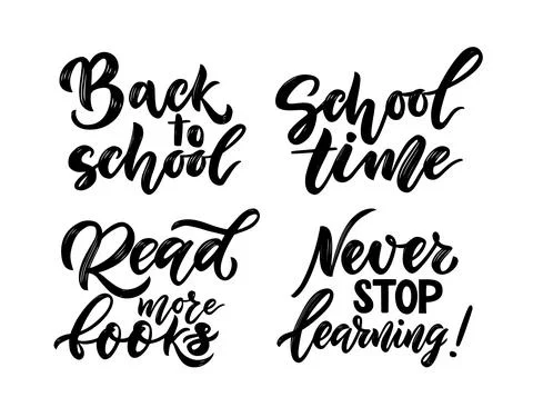 Set of quotes Back to school concept. Read more books, never stop learning. M Stock Illustration