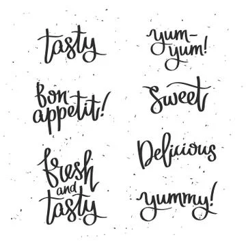 Set quotes. Bon appetit, fresh and delicious. Stock Illustration
