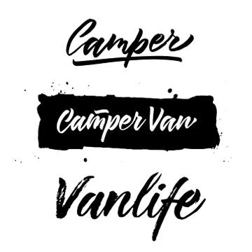 Set of quotes on the theme of life in the camper. Vector lettering. 스톡 일러스트