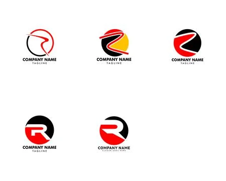 Set of R Letter Circle Vector Logo Stockillustratie