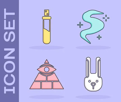Set Rabbit with ears, Bottle with love potion, Masons and Magic fog or smoke イラスト素材