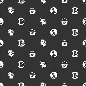 Set Rabbit, No leather, meat and Vegan food diet on seamless pattern. Vector Illustrazione stock