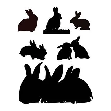 Set the rabbit vector illustration black edition Stock Illustration