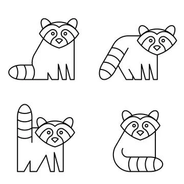 Set of Raccoon logo Stock Illustration
