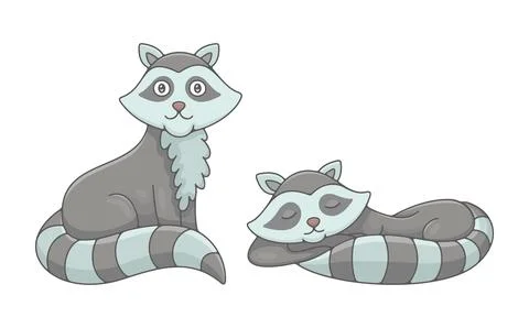 Set of Raccoons Stock Illustration
