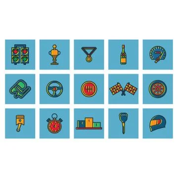 Set Of Race Equipment 스톡 일러스트