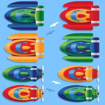 Set of racing boats. Stock Illustration