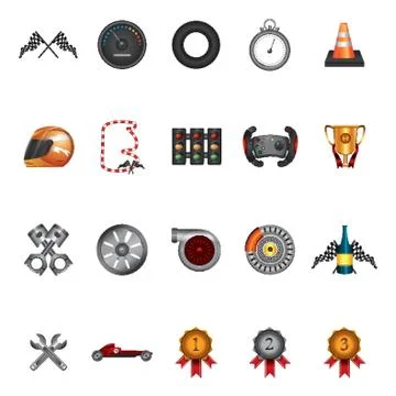 Set Of Racing Items 스톡 일러스트