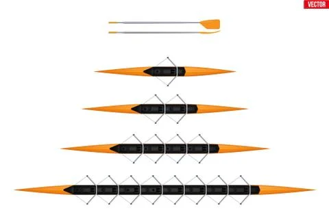 Set of racing shell for rowing Stock Illustration