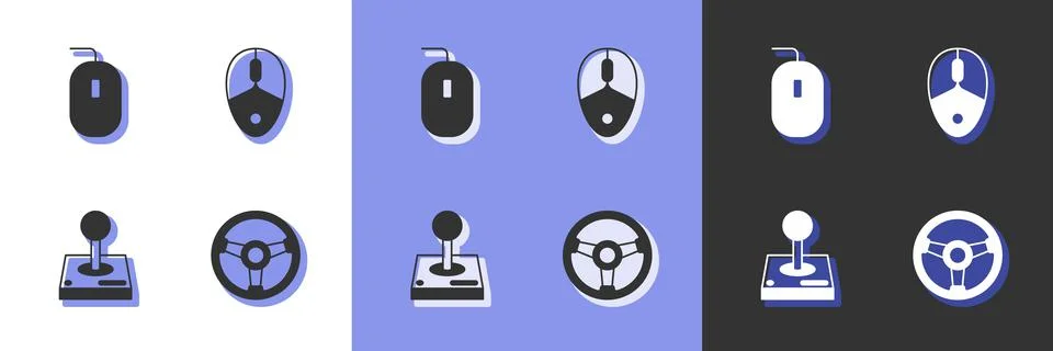 Set Racing simulator, Computer mouse, Joystick for arcade machine and  icon.  Stock Illustration