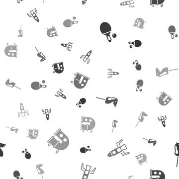 Set Racket and ball, Rocket ship, Toy horse and Kid playground slide pipe on Stock Illustration