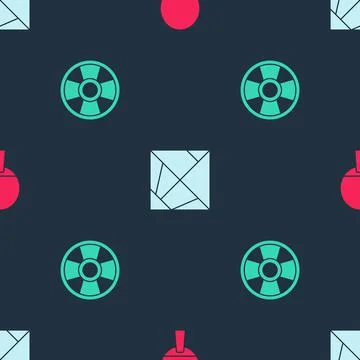 Set Racket, Rubik cube and Casino chip on seamless pattern. Vector Stock Illustration