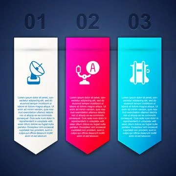 Set Radar, Aircraft steering helm and Parachute. Business infographic templ.. Stock Illustration